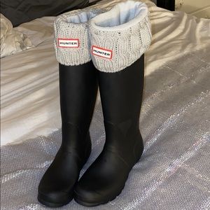 HUNTER RAIN BOOTS BLACK SIZE 8